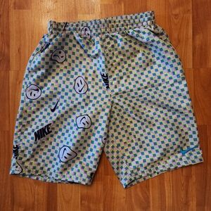 Nike Boys Blue and Green Checkered Athletic Shorts